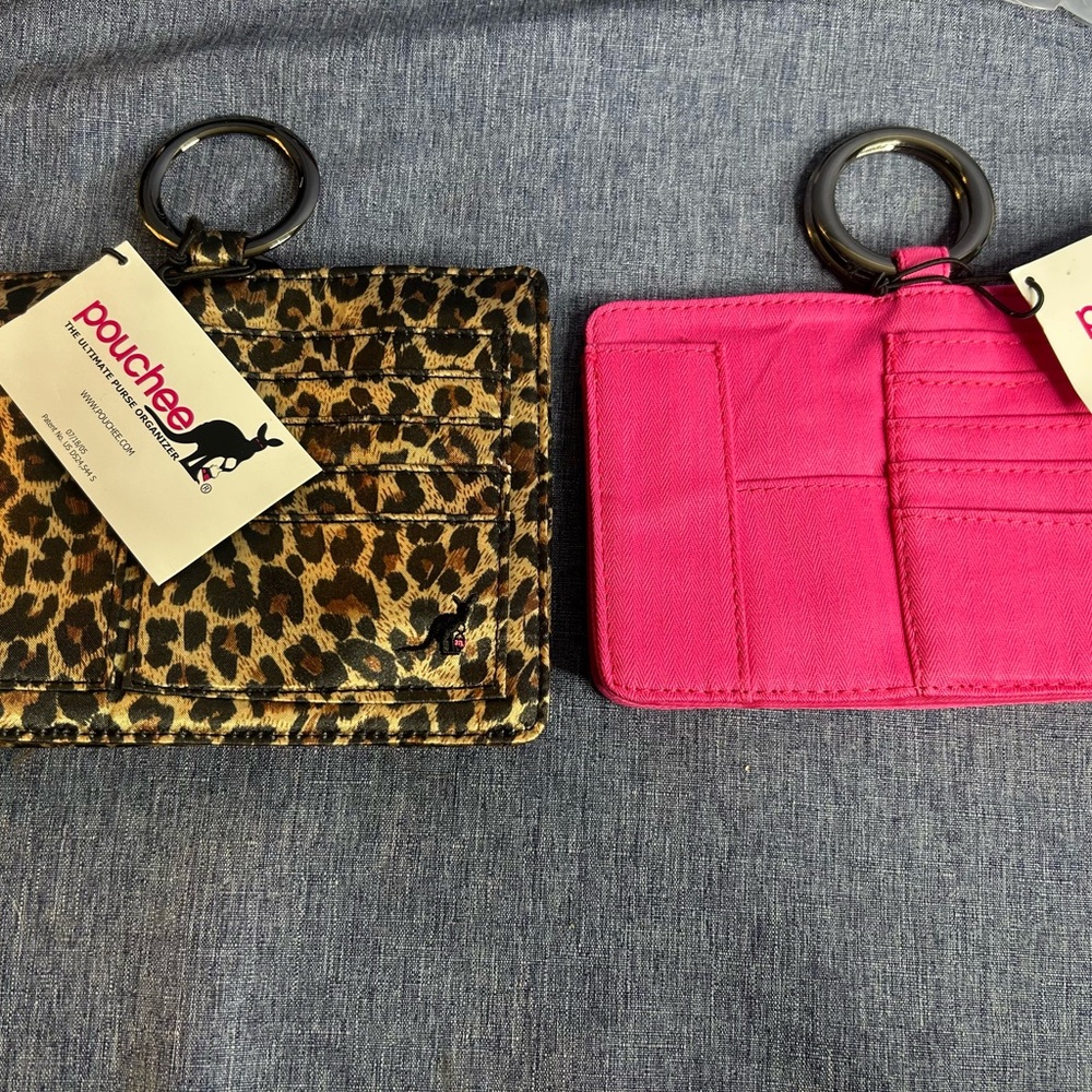 Pouchee Leopard and Pink Card Holders brand new